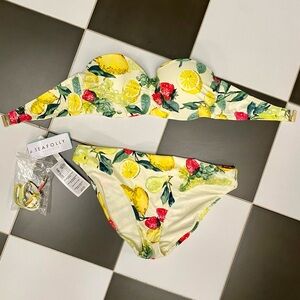 🍋 Lemoncello Bustier Bandeau Bikini With Removable Strap